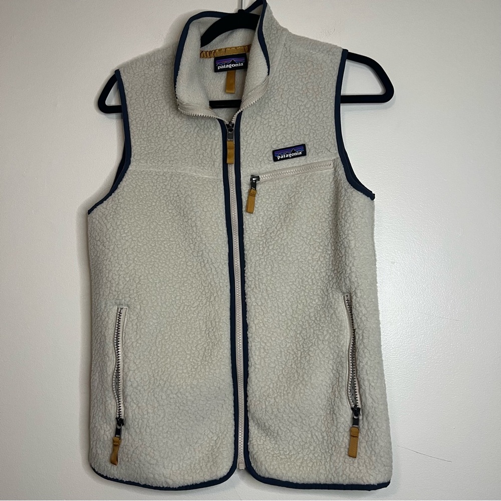 Patagonia Retro-X Fleece Vest Women’s Size M Cream Sherpa Full Zip Pockets